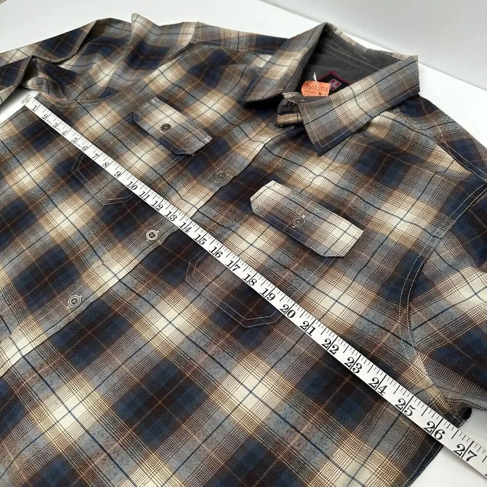 Swiss Tech Button Front Shirt Mens Sz XL Mambo Brown Plaid SM47Y118‎